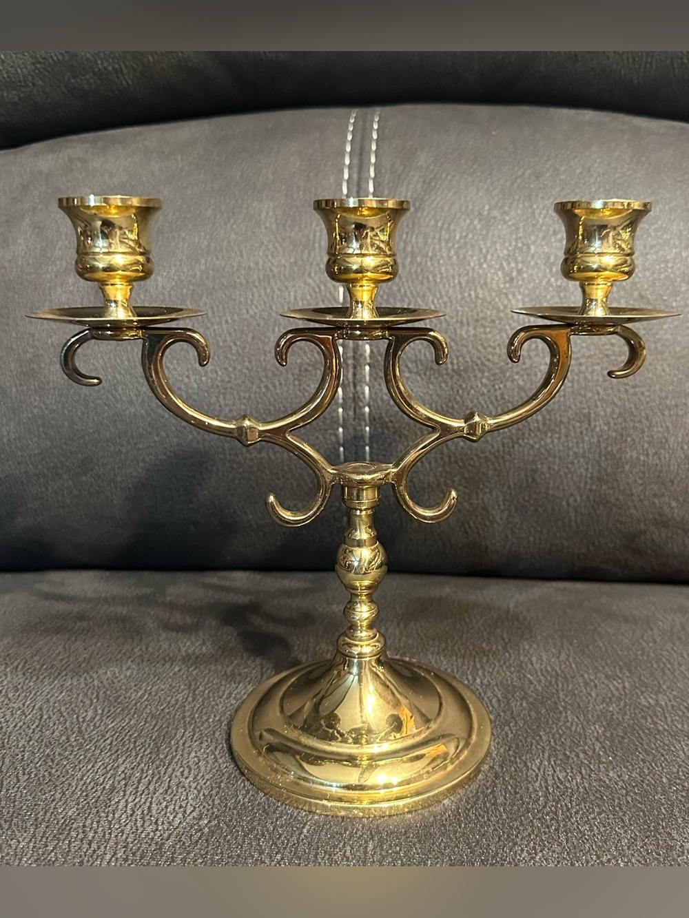Baldwin Brass 3 Arm Candle Holder 9 Inch Polished Gold Brass Candelabra Vintage